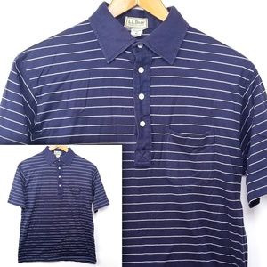 VTG LL Bean Men's XL Short Sleeve Polo Shirt Blue